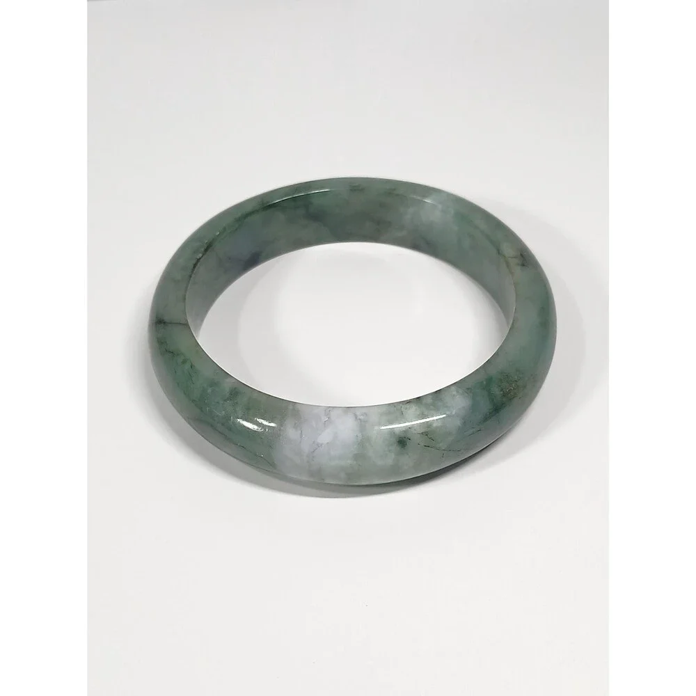 Emerald Vein Jadeite Bangle 67mm Deep Green Vivid Tone 105.8g
